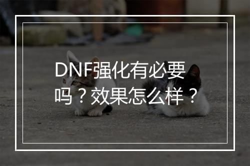 DNF强化有必要吗？效果怎么样？