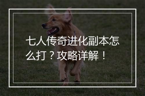 七人传奇进化副本怎么打？攻略详解！