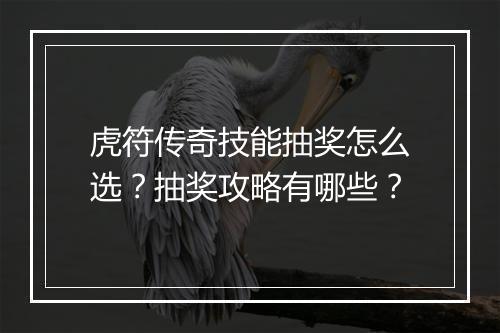 虎符传奇技能抽奖怎么选？抽奖攻略有哪些？