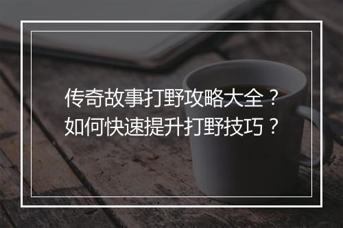 传奇故事打野攻略大全？如何快速提升打野技巧？