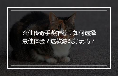 玄仙传奇手游推荐，如何选择最佳体验？这款游戏好玩吗？