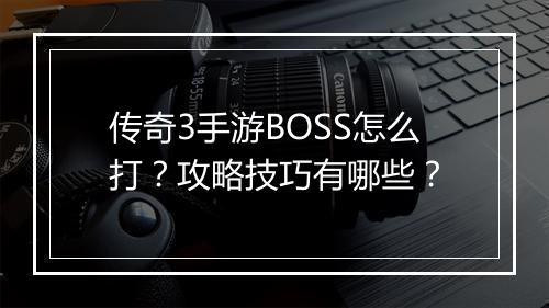 传奇3手游BOSS怎么打？攻略技巧有哪些？