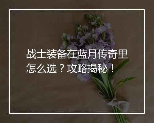 战士装备在蓝月传奇里怎么选？攻略揭秘！