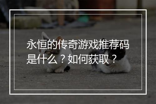 永恒的传奇游戏推荐码是什么？如何获取？