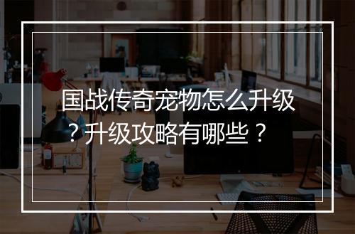 国战传奇宠物怎么升级？升级攻略有哪些？