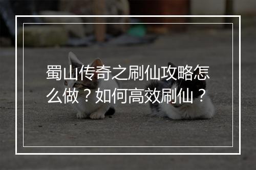 蜀山传奇之刷仙攻略怎么做？如何高效刷仙？