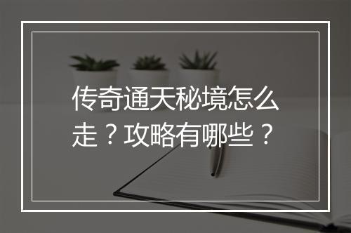 传奇通天秘境怎么走？攻略有哪些？