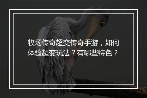 牧场传奇超变传奇手游，如何体验超变玩法？有哪些特色？