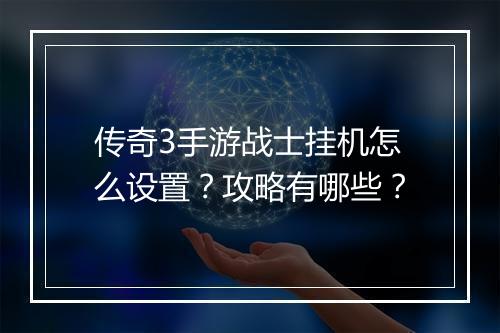 传奇3手游战士挂机怎么设置？攻略有哪些？