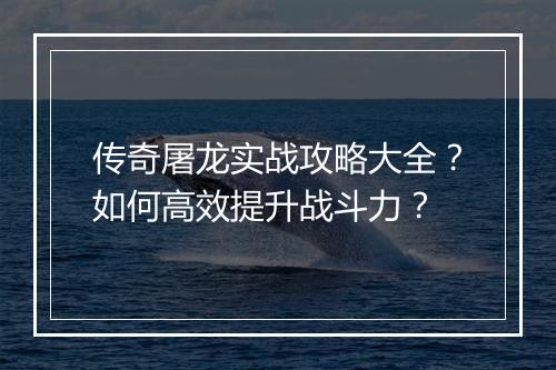 传奇屠龙实战攻略大全？如何高效提升战斗力？