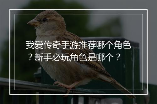 我爱传奇手游推荐哪个角色？新手必玩角色是哪个？
