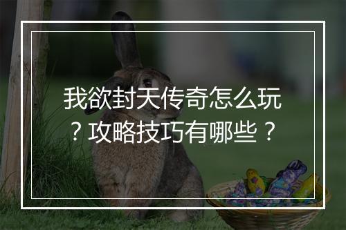 我欲封天传奇怎么玩？攻略技巧有哪些？