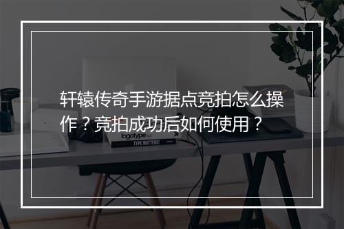 轩辕传奇手游据点竞拍怎么操作？竞拍成功后如何使用？