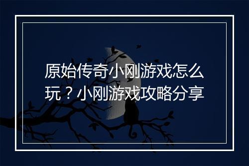 原始传奇小刚游戏怎么玩？小刚游戏攻略分享
