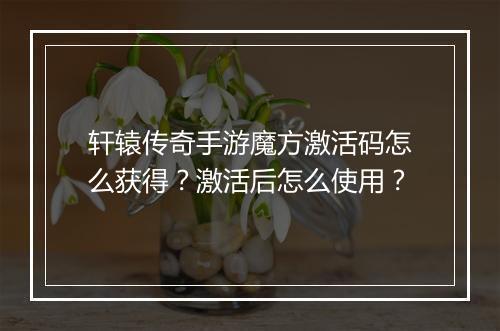 轩辕传奇手游魔方激活码怎么获得？激活后怎么使用？