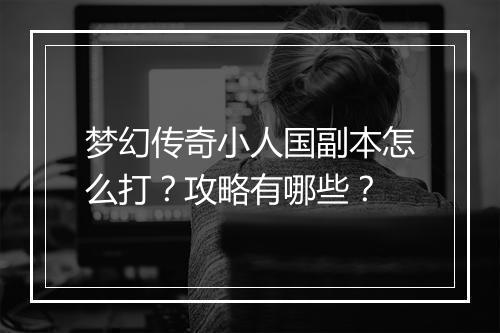 梦幻传奇小人国副本怎么打？攻略有哪些？