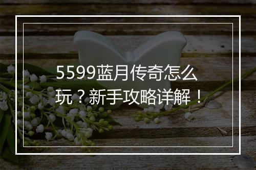 5599蓝月传奇怎么玩？新手攻略详解！