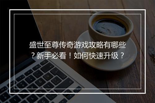 盛世至尊传奇游戏攻略有哪些？新手必看！如何快速升级？