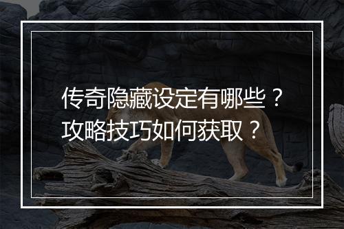 传奇隐藏设定有哪些？攻略技巧如何获取？