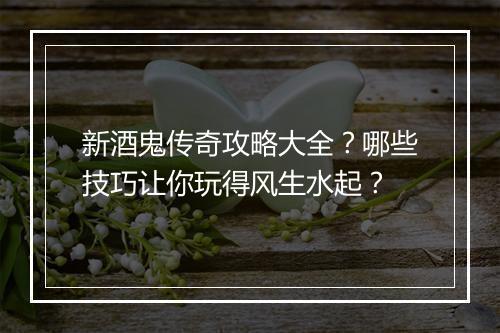 新酒鬼传奇攻略大全？哪些技巧让你玩得风生水起？