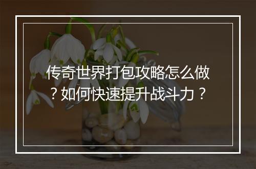 传奇世界打包攻略怎么做？如何快速提升战斗力？