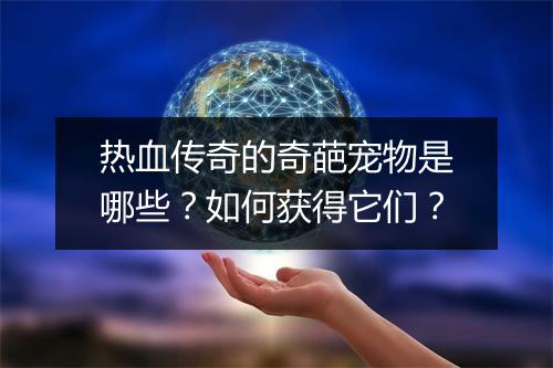 热血传奇的奇葩宠物是哪些？如何获得它们？