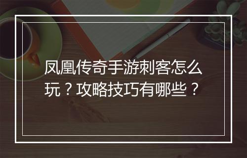 凤凰传奇手游刺客怎么玩？攻略技巧有哪些？