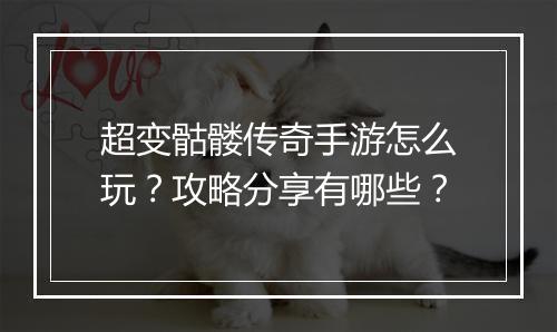 超变骷髅传奇手游怎么玩？攻略分享有哪些？
