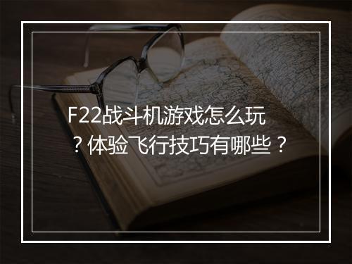 F22战斗机游戏怎么玩?体验飞行技巧有哪些?