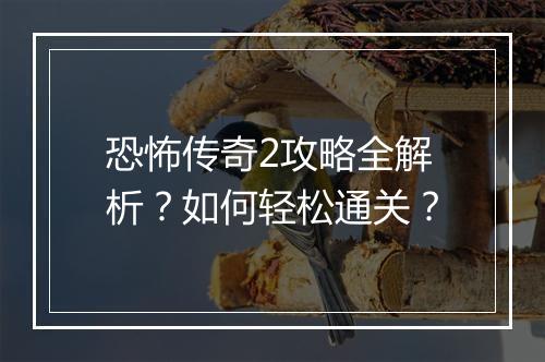 恐怖传奇2攻略全解析？如何轻松通关？