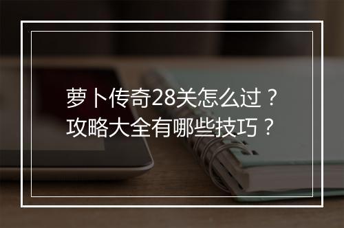 萝卜传奇28关怎么过？攻略大全有哪些技巧？