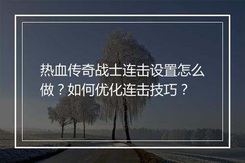 热血传奇战士连击设置怎么做？如何优化连击技巧？