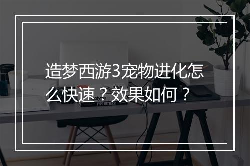 造梦西游3宠物进化怎么快速？效果如何？