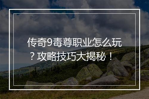 传奇9毒尊职业怎么玩？攻略技巧大揭秘！
