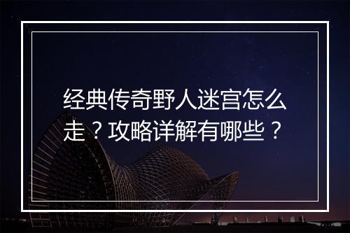 经典传奇野人迷宫怎么走？攻略详解有哪些？