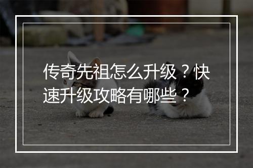 传奇先祖怎么升级？快速升级攻略有哪些？