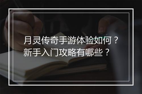 月灵传奇手游体验如何？新手入门攻略有哪些？