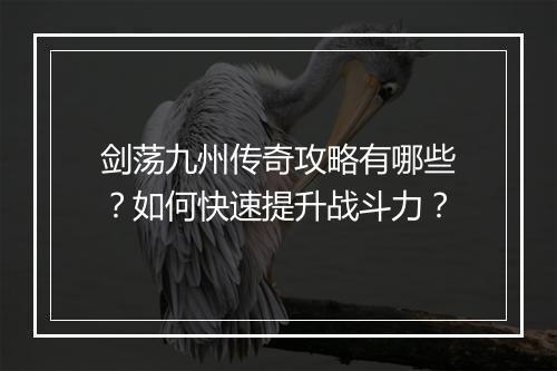 剑荡九州传奇攻略有哪些？如何快速提升战斗力？