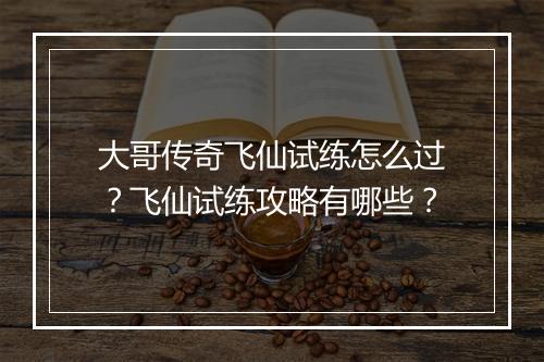 大哥传奇飞仙试练怎么过？飞仙试练攻略有哪些？