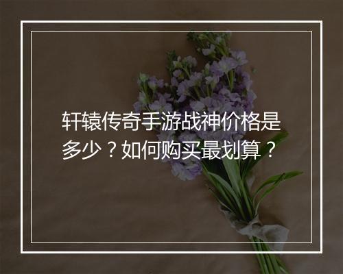轩辕传奇手游战神价格是多少？如何购买最划算？