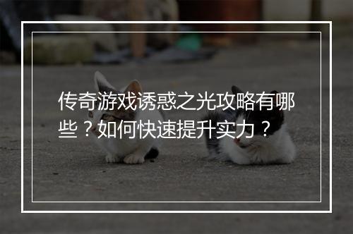 传奇游戏诱惑之光攻略有哪些？如何快速提升实力？