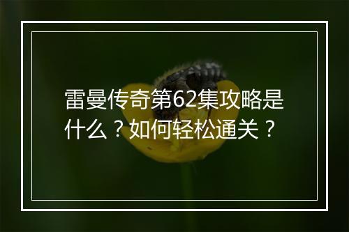 雷曼传奇第62集攻略是什么？如何轻松通关？