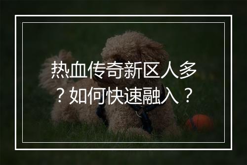 热血传奇新区人多？如何快速融入？