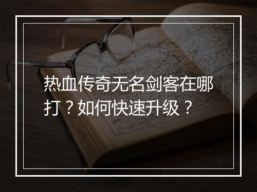 热血传奇无名剑客在哪打？如何快速升级？