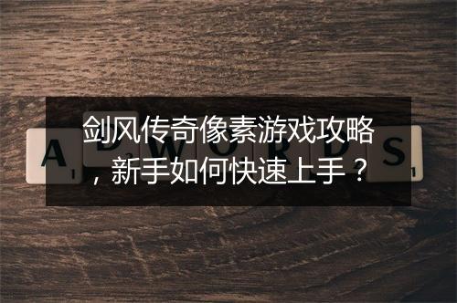 剑风传奇像素游戏攻略，新手如何快速上手？