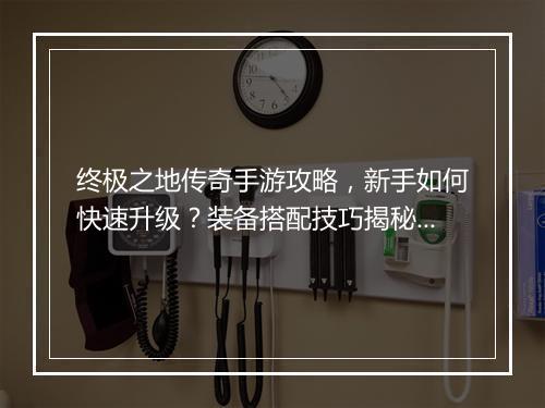 终极之地传奇手游攻略，新手如何快速升级？装备搭配技巧揭秘！