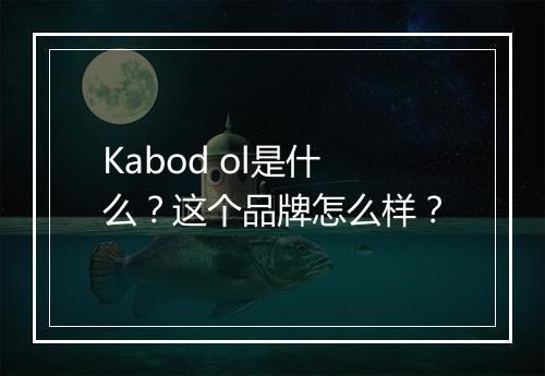 Kabod ol是什么？这个品牌怎么样？
