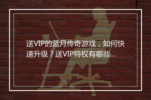 送VIP的蓝月传奇游戏，如何快速升级？送VIP特权有哪些？
