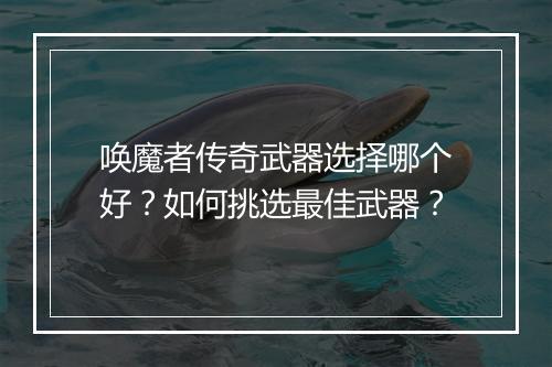 唤魔者传奇武器选择哪个好？如何挑选最佳武器？