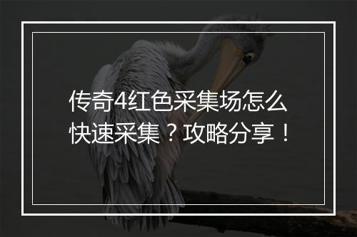 传奇4红色采集场怎么快速采集？攻略分享！
